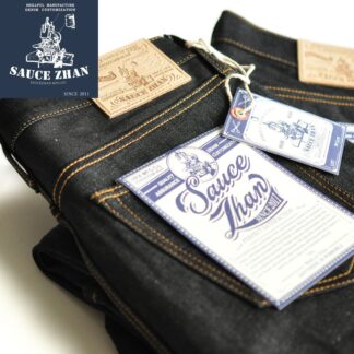 SauceZhan 315XX Slightly Tapered Selvedge Jeans Raw Denim Jeans Unwashed BLUE Jeans 14.5 Oz Motorcycle Jeans Jeans Men